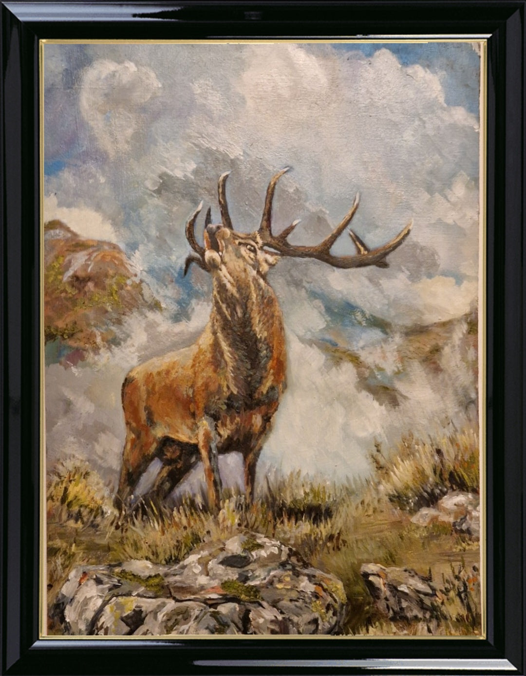 Red stag in the mist